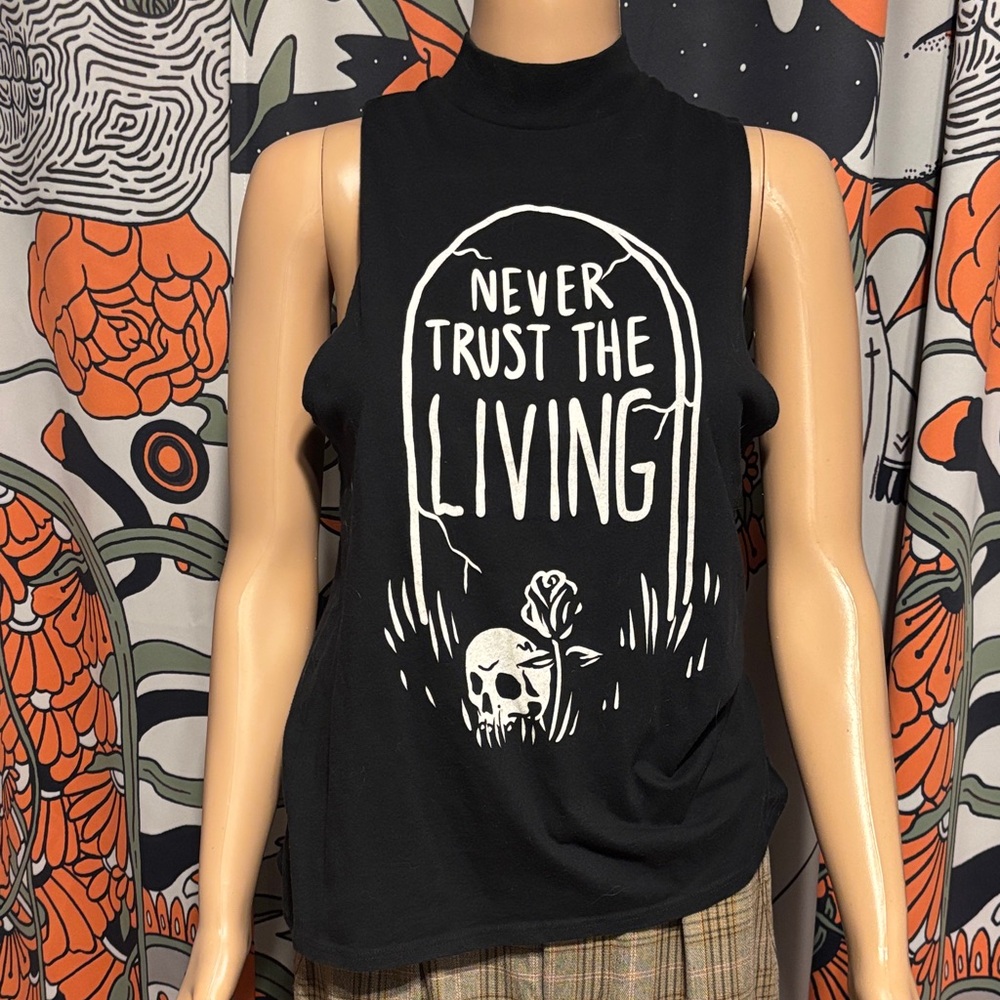 Black Craft Sleeveless Tee with Bold Graphic